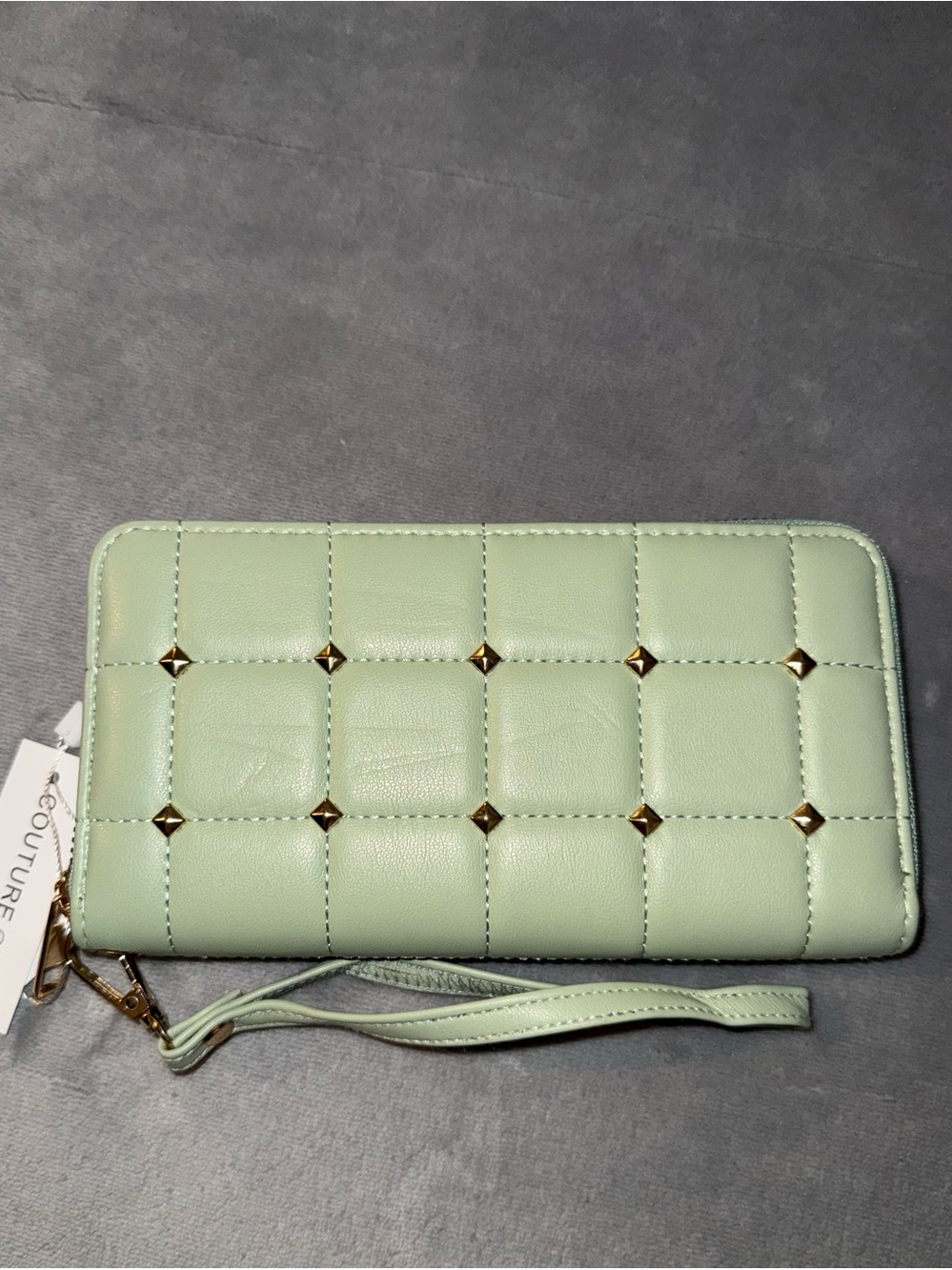 COUTURE GEMS Quilted Zip Continental Wallet w/Studs - NWT